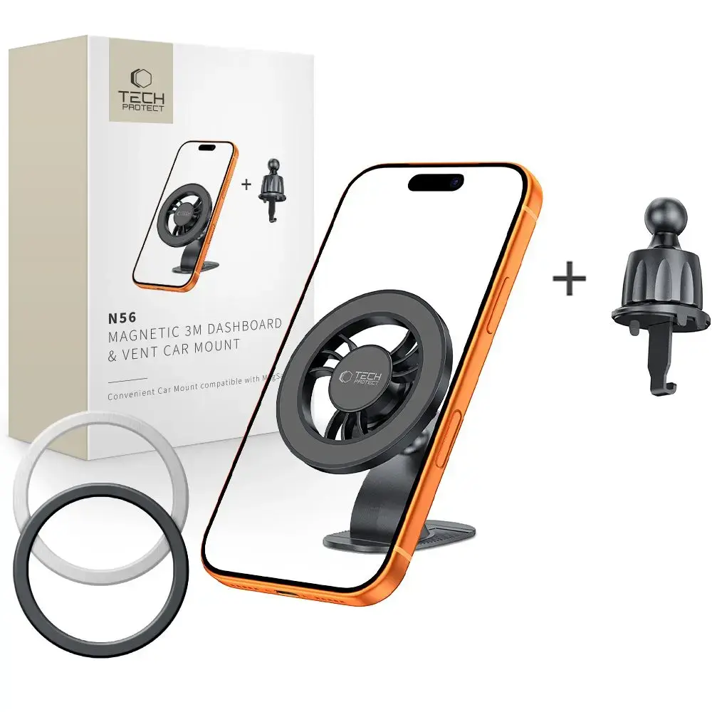 Tech-Protect N56 magnetic car phone holder for air vent and windshield MagSafe compatible black