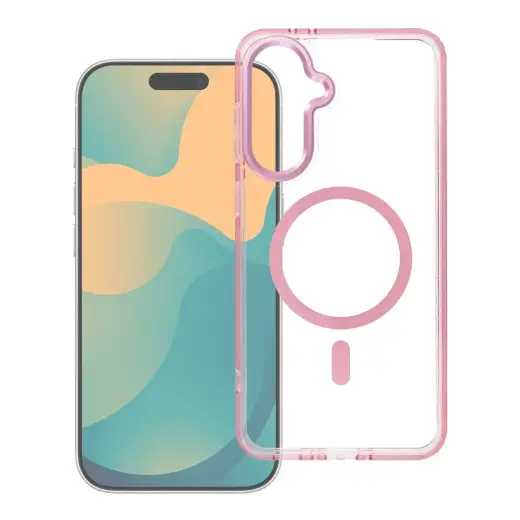 Frame Clear Hybrid Mag telefono dėklas su MagSafe palaikymu Samsung Galaxy S25 FE (S731) | S26 FE (S741) rožinis