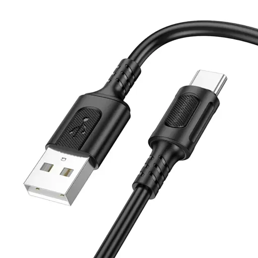 Borofone BX111 Feliz datu pārraides un uzlādes vads | USB-A uz USB-C | 15W | 1m | melns