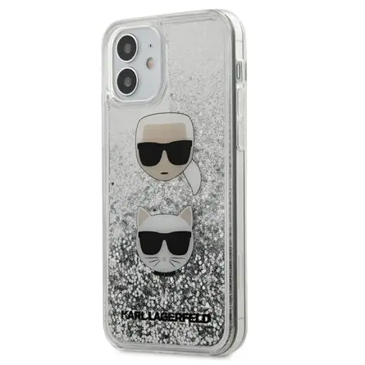 Karl Lagerfeld KLHCP12SKCGLSL Liquid Glitter 2 Heads чехол для телефона iPhone 12 Mini серебряный