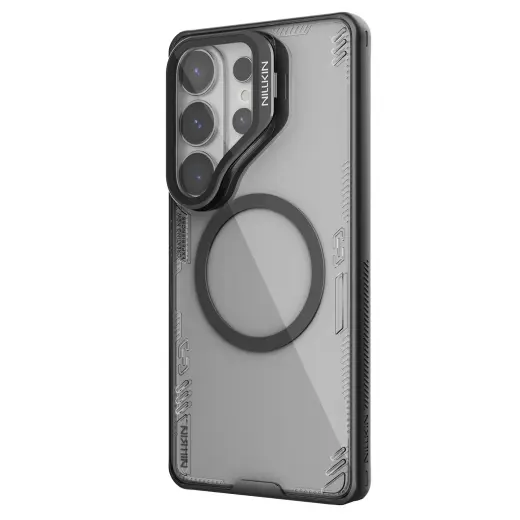 Nillkin Iceblade Prop Magnetic telefono dėklas su MagSafe palaikymu su stovu Samsung Galaxy S26 Ultra tamsiai naktinis juodas