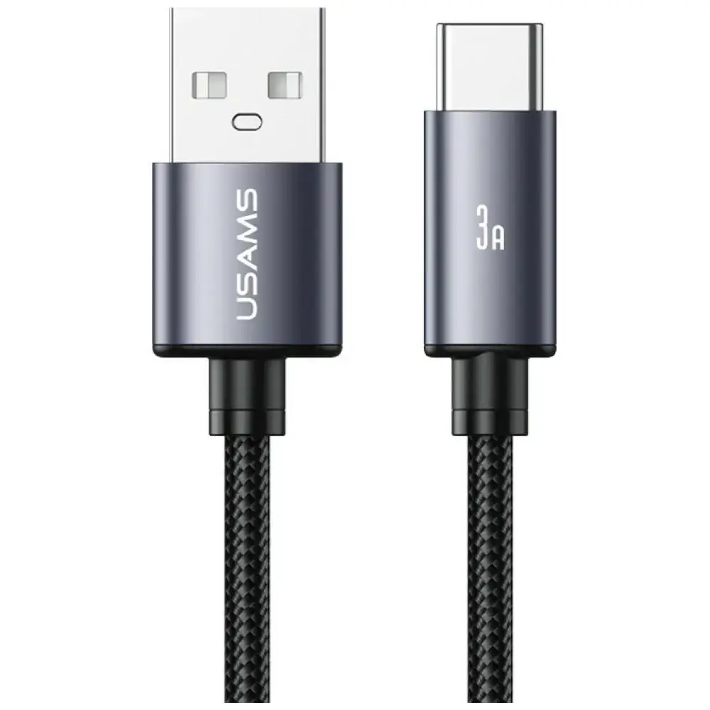 USAMS U91 duomenų perdavimo ir įkrovimo laidas | USB-C į USB-A | 18W | 1m | pilkas