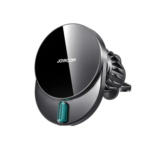 Joyroom JR-ZS409 magnētisks auto telefona turētājs uz gaisa deflektora ar 15W bezvadu uzlādi melns saderīgs ar MagSafe