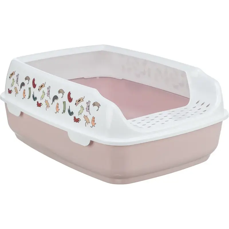 Kaķu tualete - Trixie Delio cat litter tray, with rim, printed, 38 × 20 × 50 cm, light lil