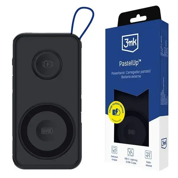 3MK PastelUp external battery (powerbank) | 10000 mAh | 22.5W | USB-C, MagSafe, Apple Watch | black