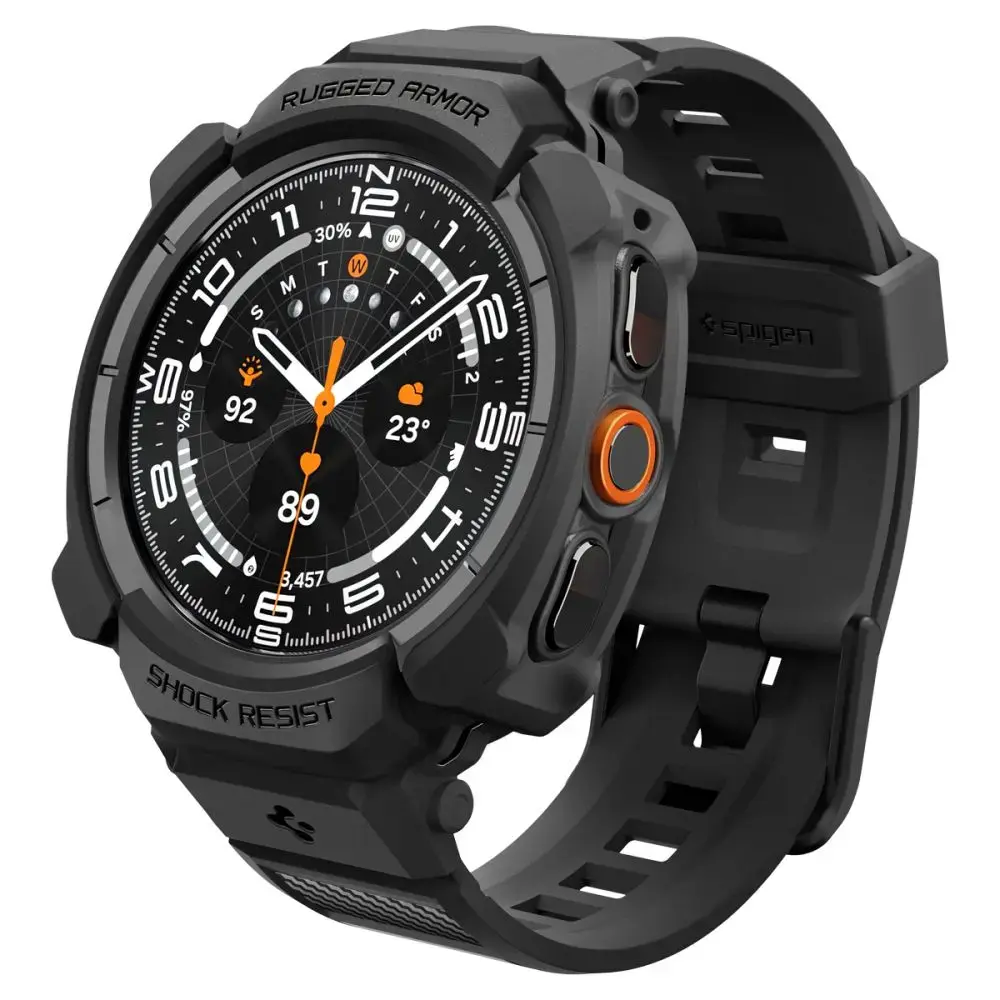 Spigen Rugged Armor Pro viedpulksteņa maciņš (apvalks) priekš Samsung Galaxy Watch Ultra 2 (47 mm) | melns