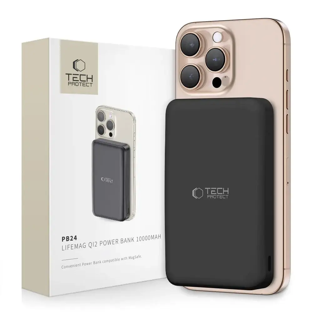 Tech-Protect PB24 LifeMag QI2 external battery (powerbank) | 10000 mAh | 15W | USB-C, USB-A, MagSafe | black