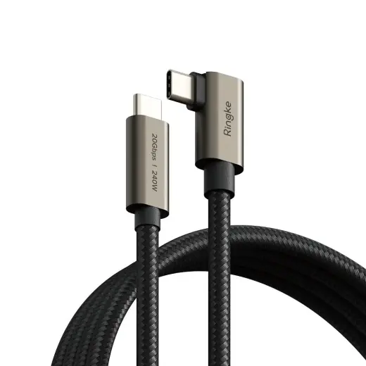 RINGKE datu pārraides un uzlādes vads | USB-C uz USB-C | 240W | 2m | melns