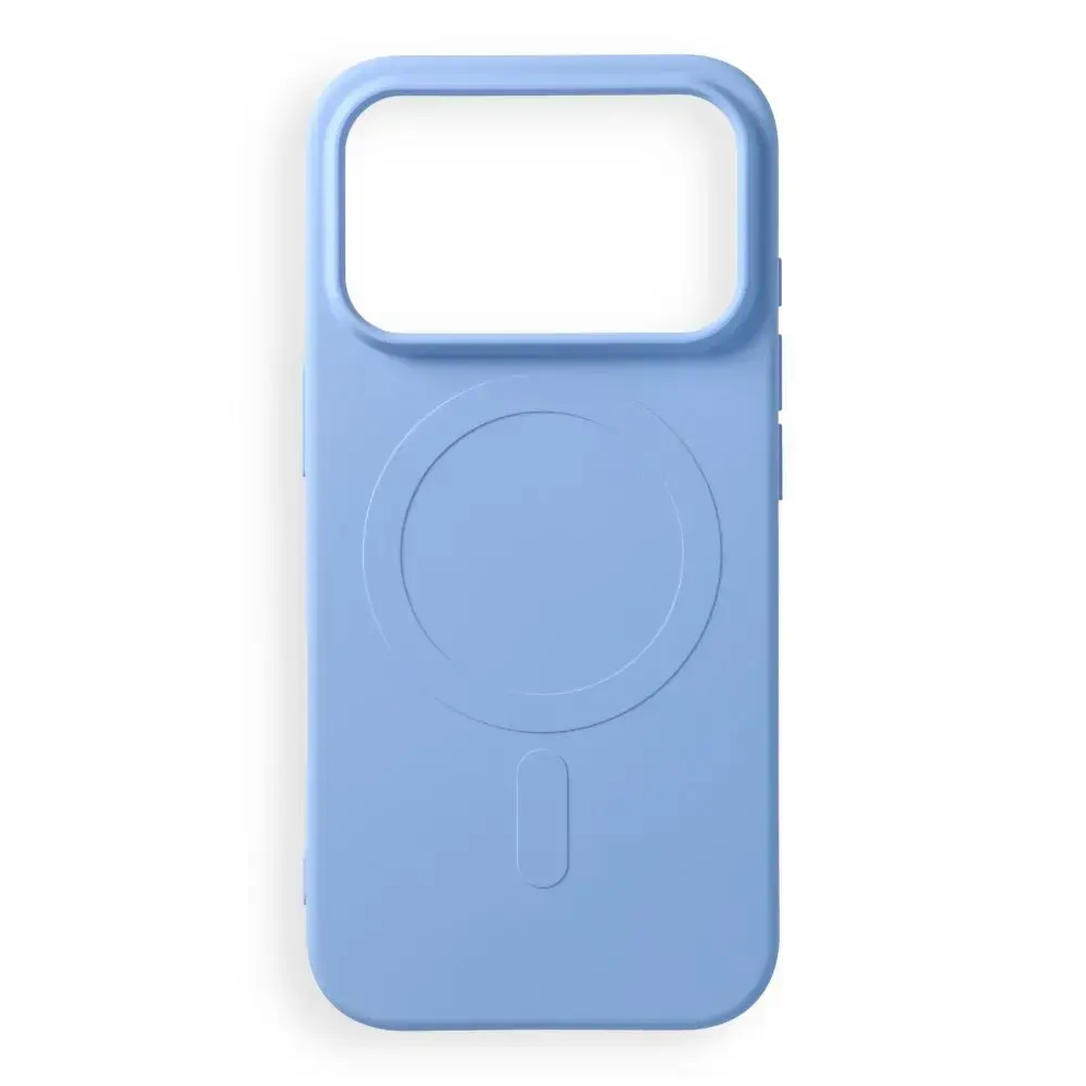 Case for iPhone 17 Pro / 18 Pro Silicone Mag Cover compatible with MagSafe (big hole) light blue
