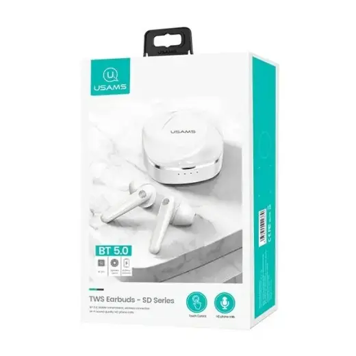 USAMS Słuchawki Bluetooth 5.0 TWS SD series bezprzewodowe biały|white BHUSD01