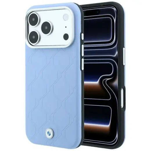 BMW Sign Deboss Quilted Metal Logo чехол с поддержкой MagSafe для телефона iPhone 17 Pro | iPhone 18 Pro синий
