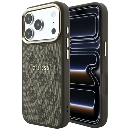 Guess Embossed 4G Classic MagSafe case for iPhone 18 Pro / iPhone 17 Pro brown
