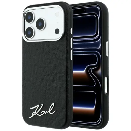 Case Karl Lagerfeld Saffiano Small Script Metal Logo MagSafe for iPhone 18 Pro Max/17 Pro Max black