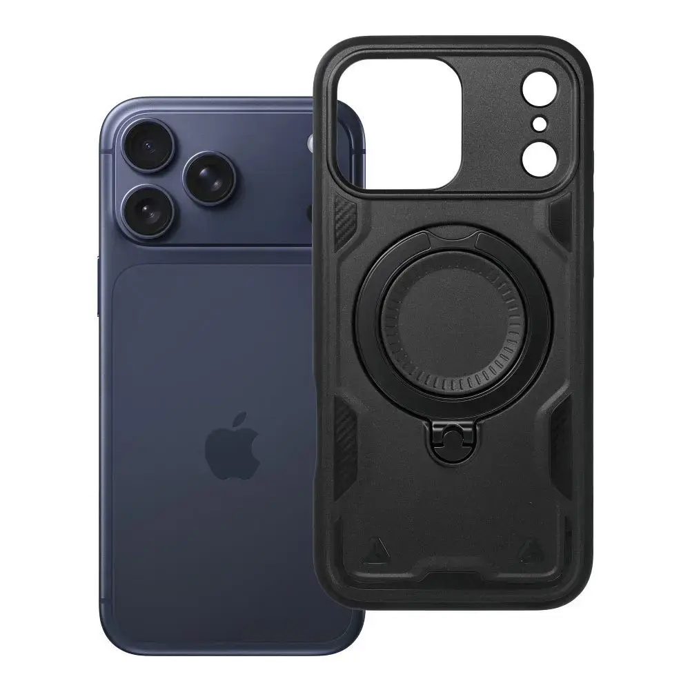 Frost Armor maciņš ar statīvu telefonam iPhone 18 Pro Max | iPhone 17 Pro Max melns