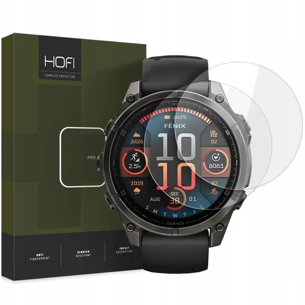 HOFI GLASS PRO+ 2 GAB. GARMIN FENIX 8 (51 MM) CAURSPĪDĪGS RŪDĪTS STIKLS