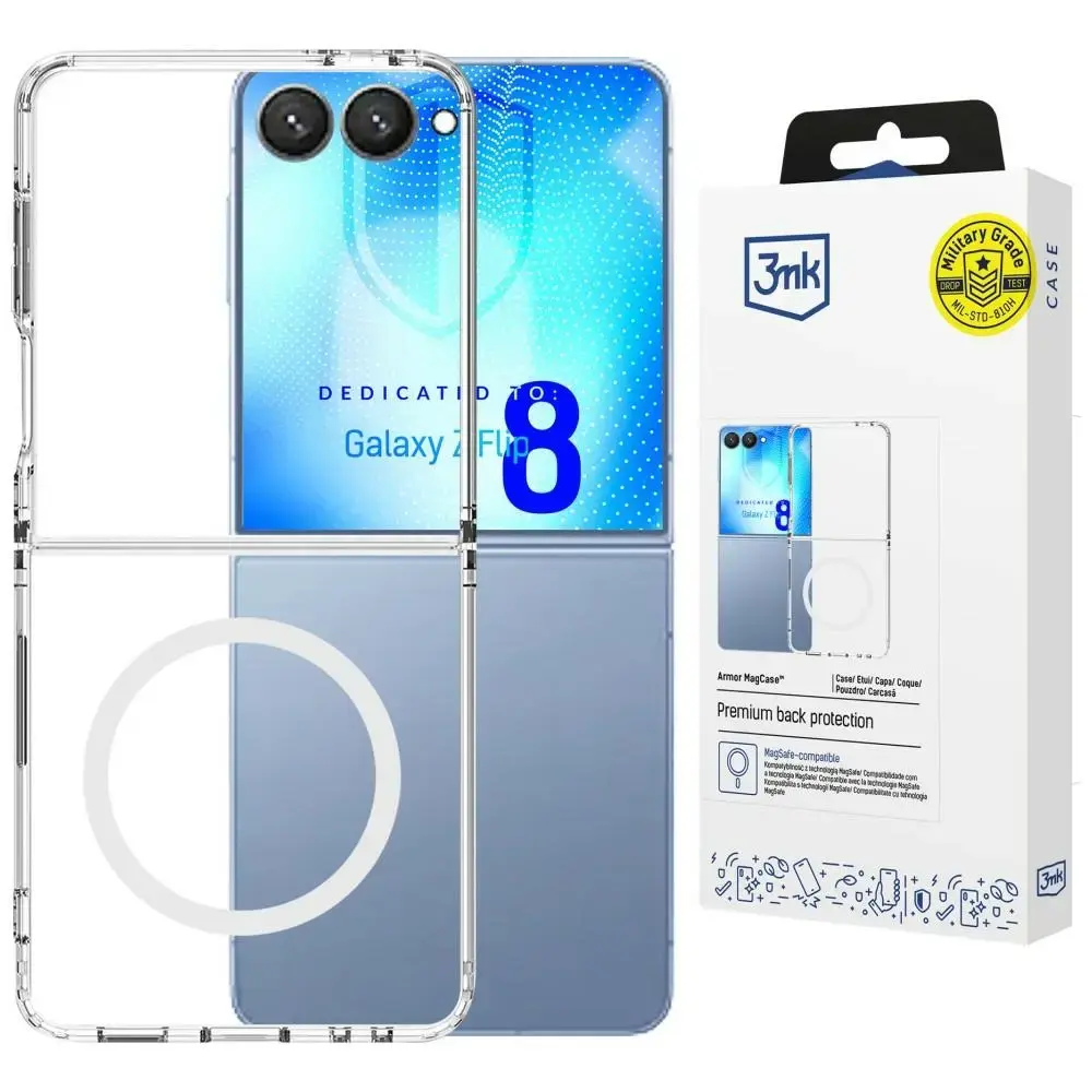 3MK Armor MagCase telefono dėklas su MagSafe palaikymu Samsung Galaxy Z Flip 8 (F776) skaidrus