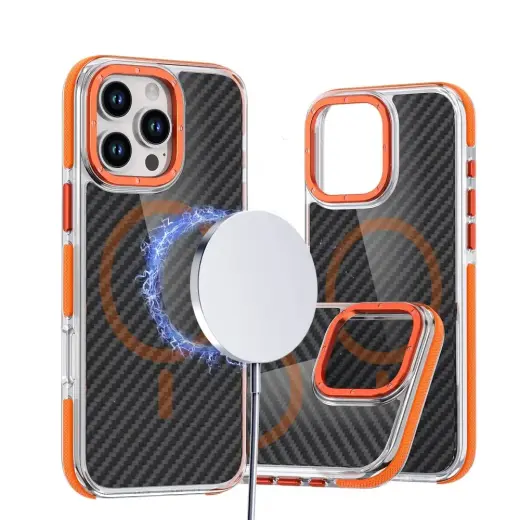 Case for iPhone 17 Pro Max / 18 Pro Max Fiber compatible with MagSafe orange