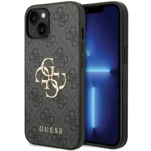 Guess GUHCP15S4GMGGR 4G Big Metal Logo maciņš telefonam iPhone 15 pelēks