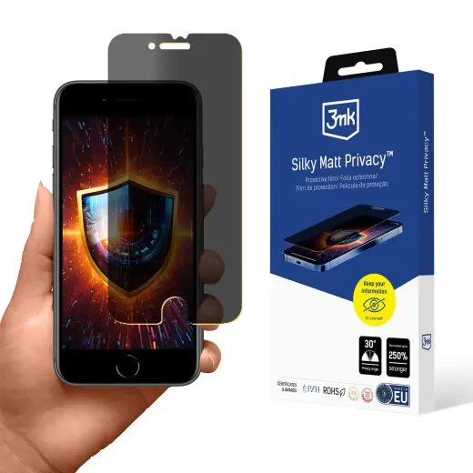 3mk Silky Matt Privacy aizsargplēve telefona ekrānam iPhone SE (2020) (privātuma efekts)