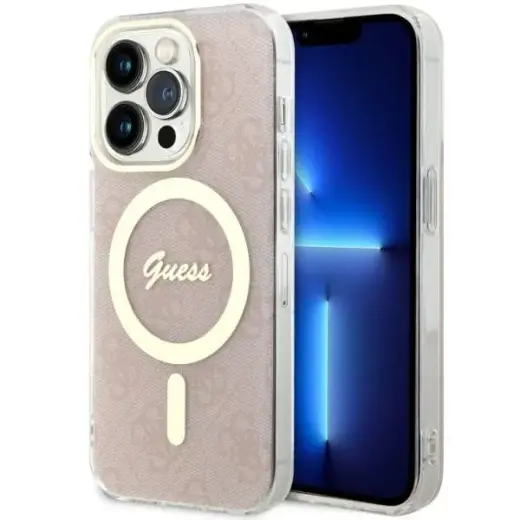 Guess GUHMP14LH4STP 4G maciņš ar MagSafe atbalstu telefonam iPhone 14 Pro rozā