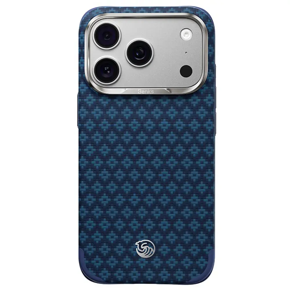 Benks Armor Grid Edge X9 Kevlar Metal Frame telefono dėklas iPhone 18 Pro Max | iPhone 17 Pro Max mėlynas