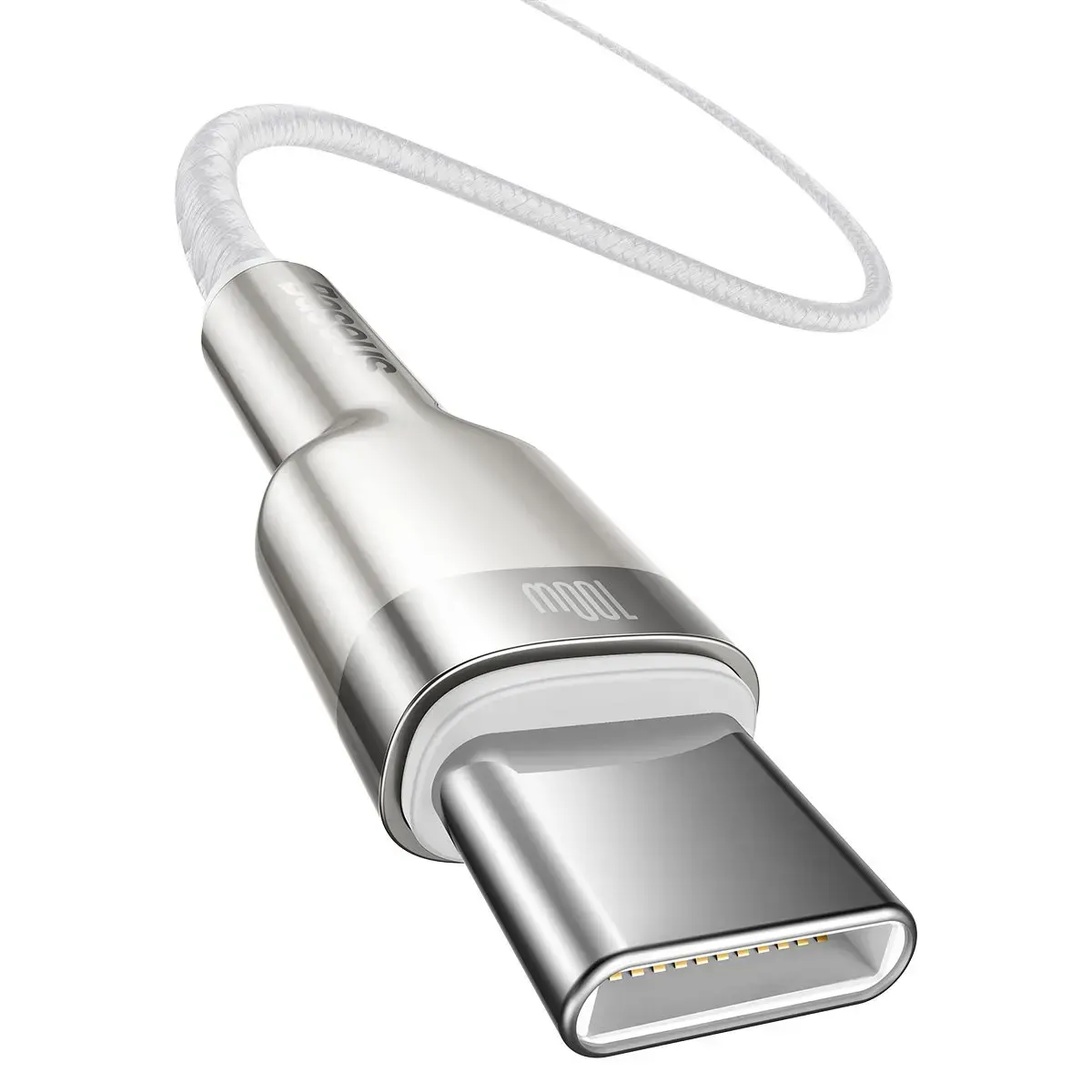 Baseus Cafule Metal Series datu pārraides un uzlādes vads | USB-C uz USB-C | 100W | 2m | balts (Bojāts iepakojums)