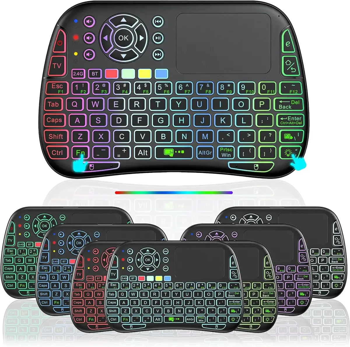 Fusion NGAGE kompakta bezvadu tastatūra ar skārienpaliktni un krāsainu apgaismojumu Android | iOS | TV | PC
