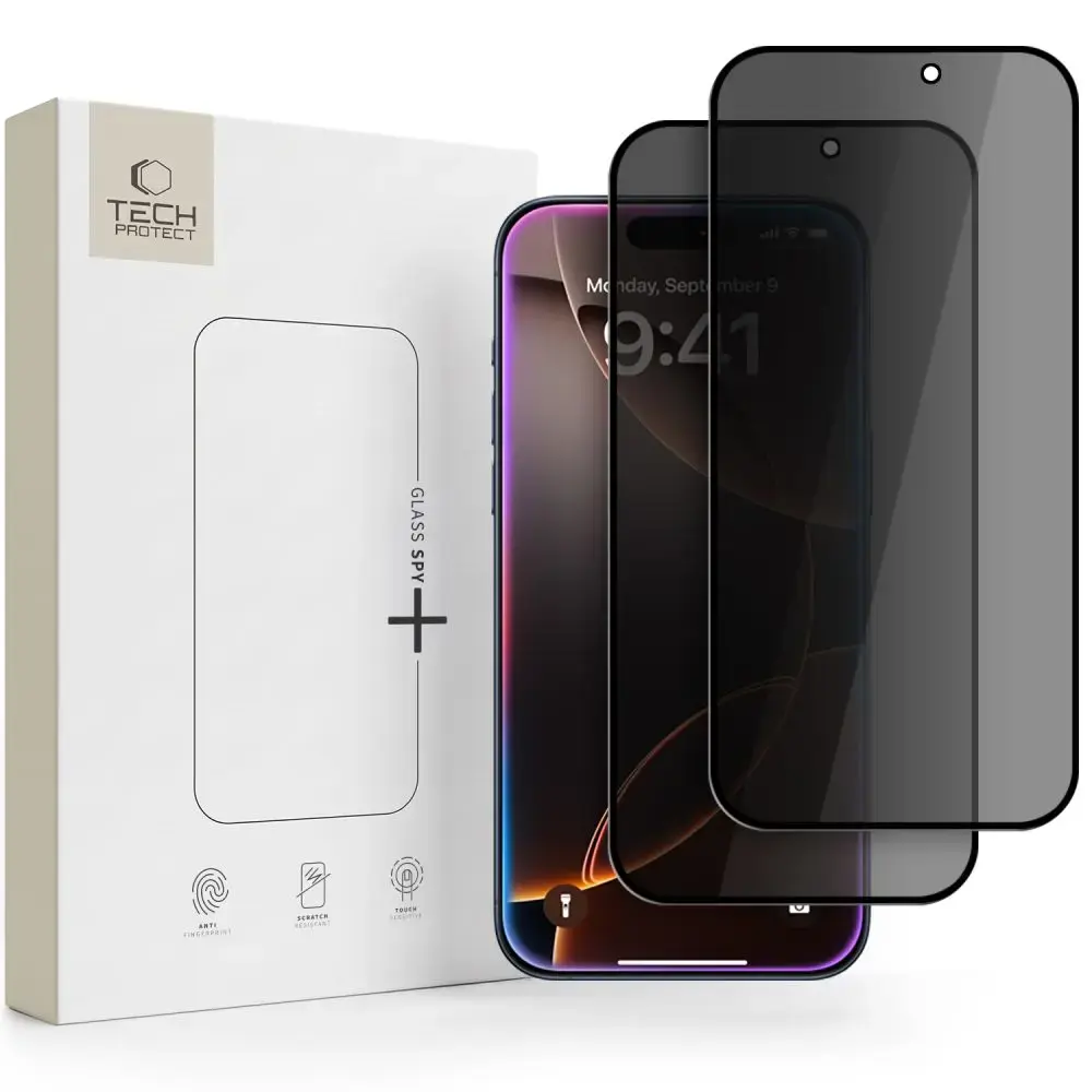 Tech-Protect Glass SPY+ grūdintas apsauginis stiklas telefonui iPhone 18 Pro (privatumo efektas) (2 vnt.)