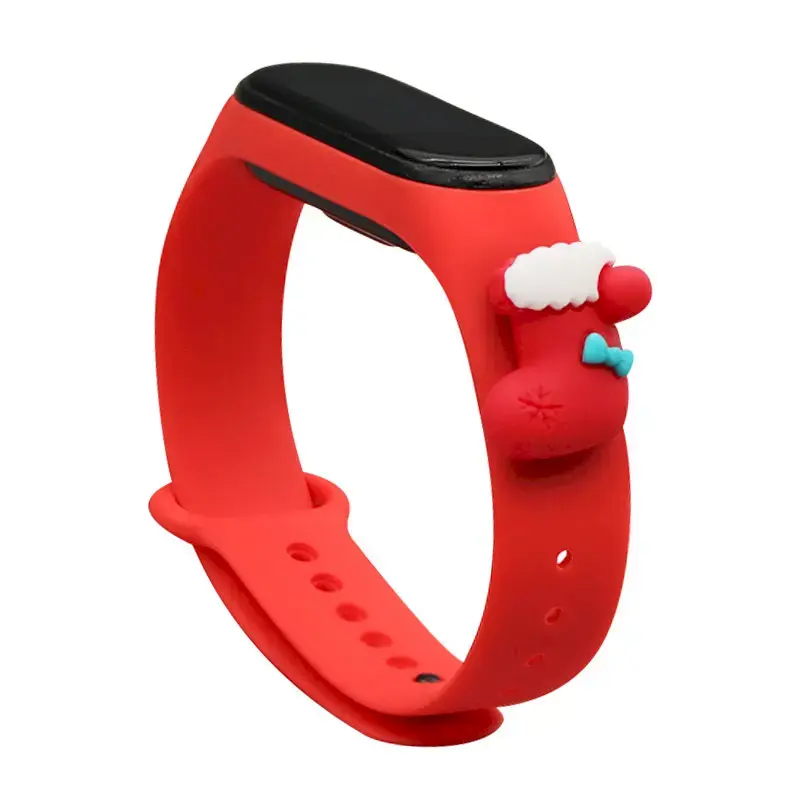 Fusion Accessories Xmas Sock išmaniojo laikrodžio dirželis Xiaomi Mi Band 5/6 | silikoninis | raudonas