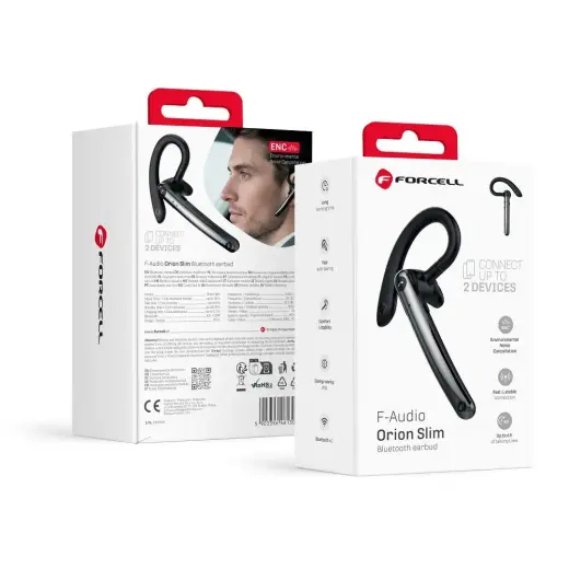 Wireless mono headset (ENC, Multipoint, BT 6.0 + EDR, 90mah) FORCELL Orion Slim black