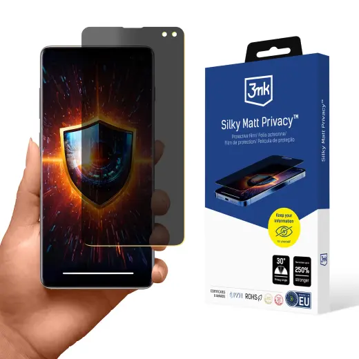 3mk Silky Matt Privacy aizsargplēve telefona ekrānam Samsung Galaxy S10+ (G975) (privātuma efekts)