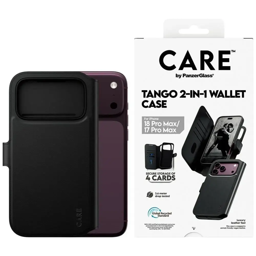 Case CARE by PanzerGlass Tango 2w1   Wallet Case MagSafe for iPhone 18 Pro Max / 17 Pro Max black