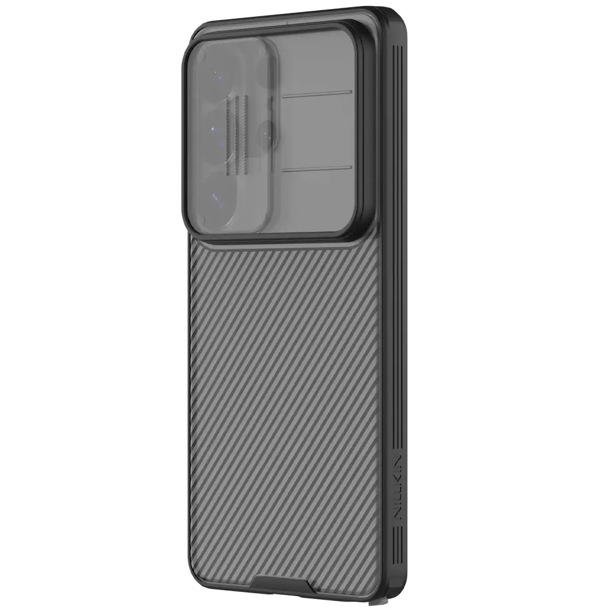 Nillkin CamShield PRO telefono dėklas su stovu Samsung Galaxy S26 Ultra skaidrus juodas (su kameros apsauga)
