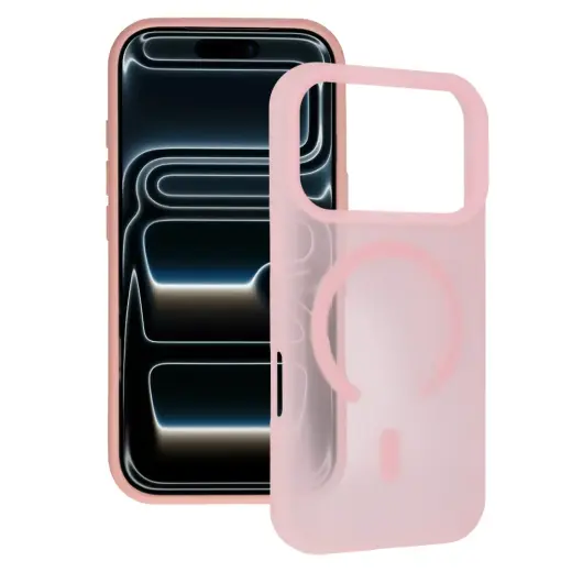 Tel Protect Mist Matte telefono dėklas su MagSafe palaikymu iPhone 15 Pro rožinis