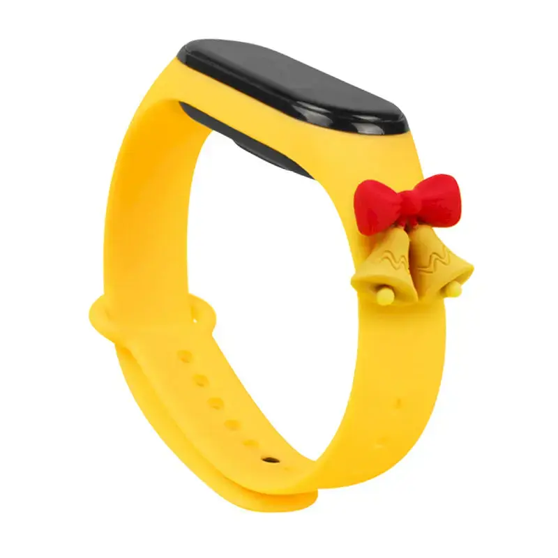 Fusion Accessories Xmas Bells viedpulksteņa siksniņa priekš Xiaomi Mi Band 3/4 | silikons | dzeltena