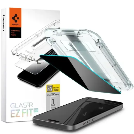 Закаленное стекло Spigen Glas.tR EZ Fit для iPhone 15 Plus (эффект приватности)