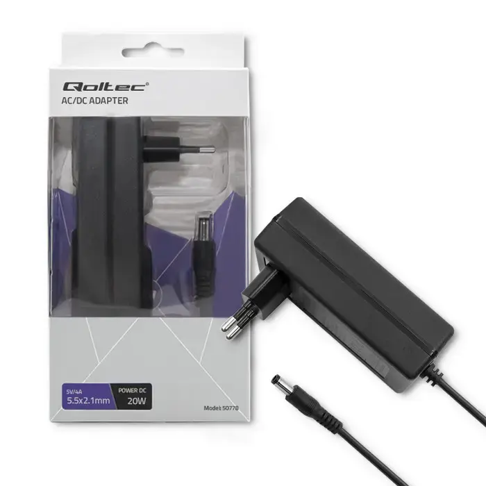 Qoltec Plug-in power supply 20W | 5V | 4A | 5.5*2.1