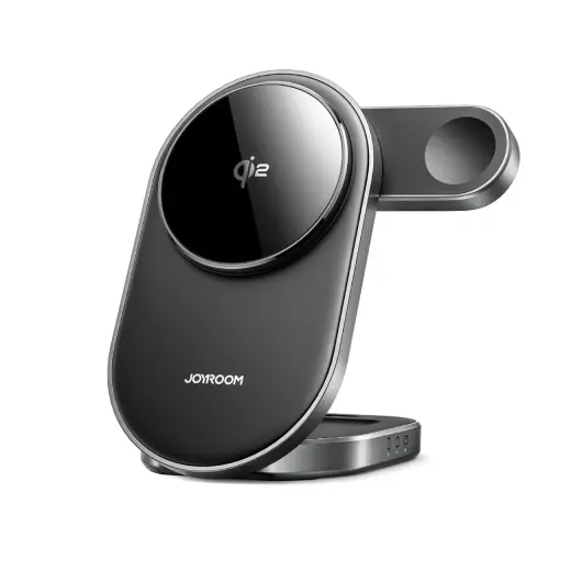 Joyroom JR-W17 3-in-1 bezvadu lādētājs | Qi 2 | Saderīgs ar MagSafe | 15W | melns