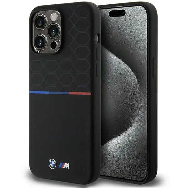 BMW BMHMP15X22SMPK iPhone 15 Pro Max 6.7" czarny|black hardcase M Silicone Pattern MagSafe