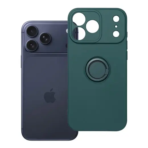 Silicone ring telefono dėklas su stovu iPhone 17 Pro Max | iPhone 18 Pro Max žalias