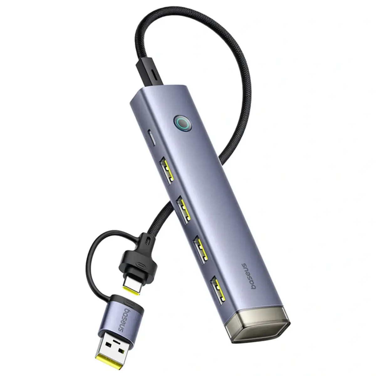 Baseus UltraJoy USB centrmezgls | USB-A & USB-C uz 4x USB 3.0 | pelēks