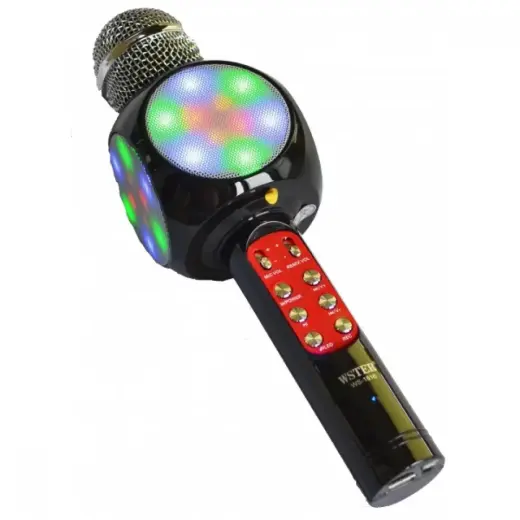 Goodbuy LED 360 karaoke microphone with speaker bluetooth | 5W | aux | voice modulator | USB | Micro SD black
