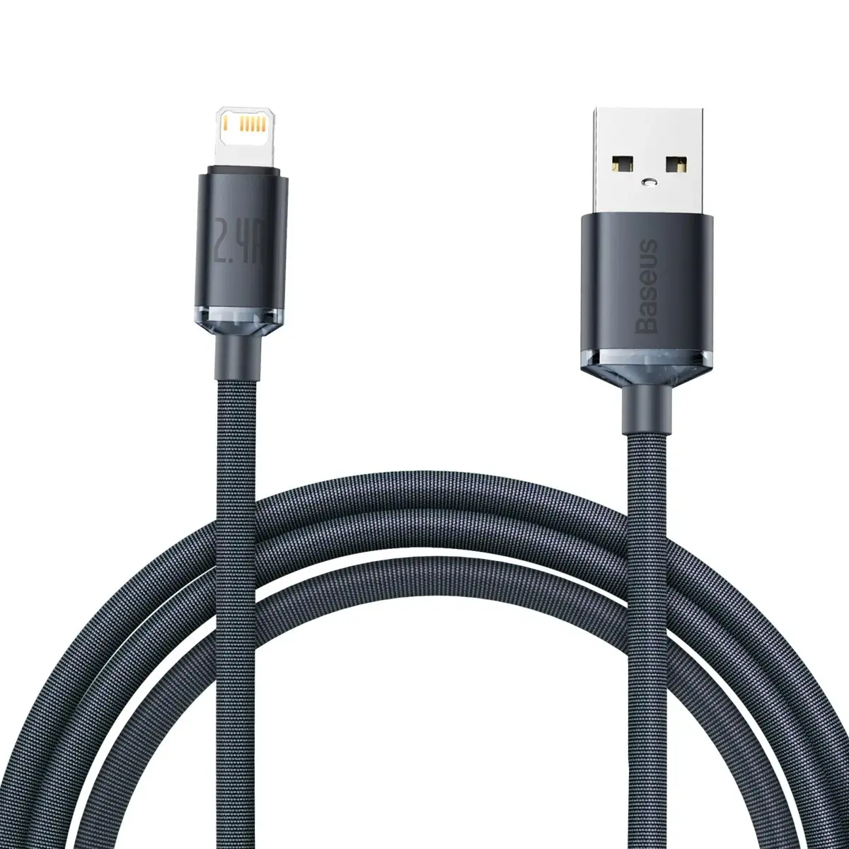 Baseus Crystal datu pārraides un uzlādes vads | USB-A uz Lightning | 12W | 2m | melns