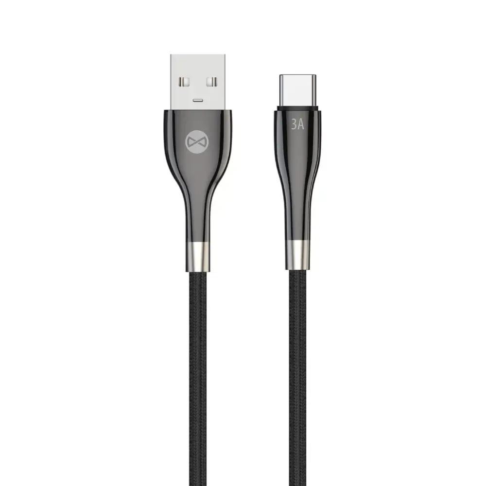 Forever Sleek duomenų perdavimo ir įkrovimo laidas | USB-A į USB-C | 15W | 1m | juodas