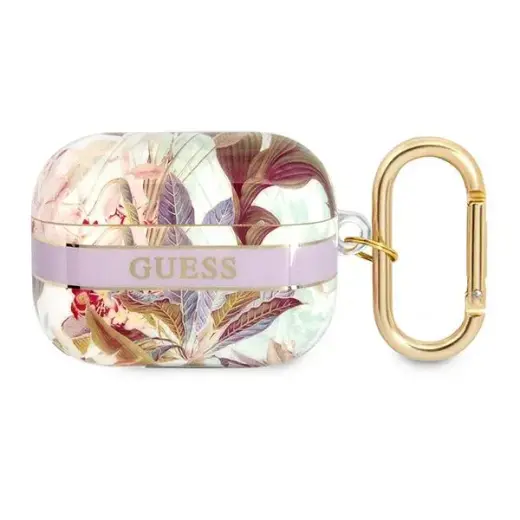 Guess TPU Flower Print Case for Airpods Pro Purple