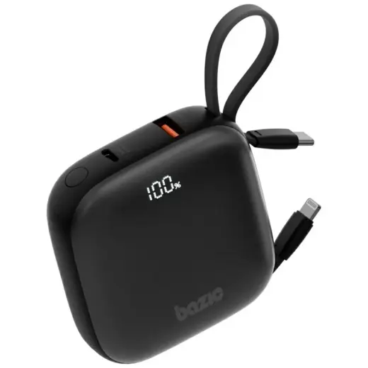Bazic 4 in 1 Bazic Fusion external battery (powerbank) | 10000 mAh | 22.5W | USB-C, Lightning, USB-A | LED display | black