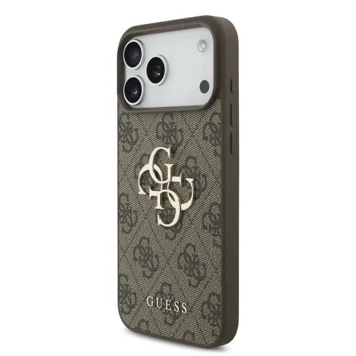 Guess PU 4G Metal Logo Case for iPhone 18 Pro Max Brown
