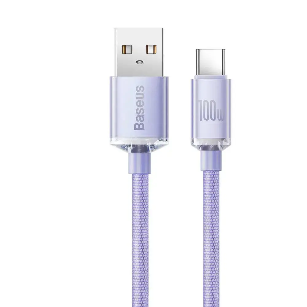 Baseus Crystal Shine Series data transfer and charging cable | USB-A to USB-C | 100W | 2m | purple