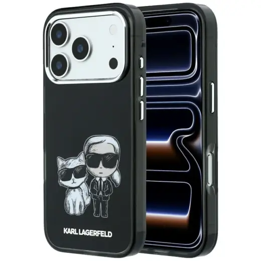 Karl Lagerfeld Smooth Karl & Choupette Bodies Sketch чехол для телефона iPhone 18 Pro | iPhone 17 Pro чёрный