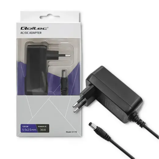 Qoltec Plug-in power supply 36W | 12V | 3A | 5.5*2.5